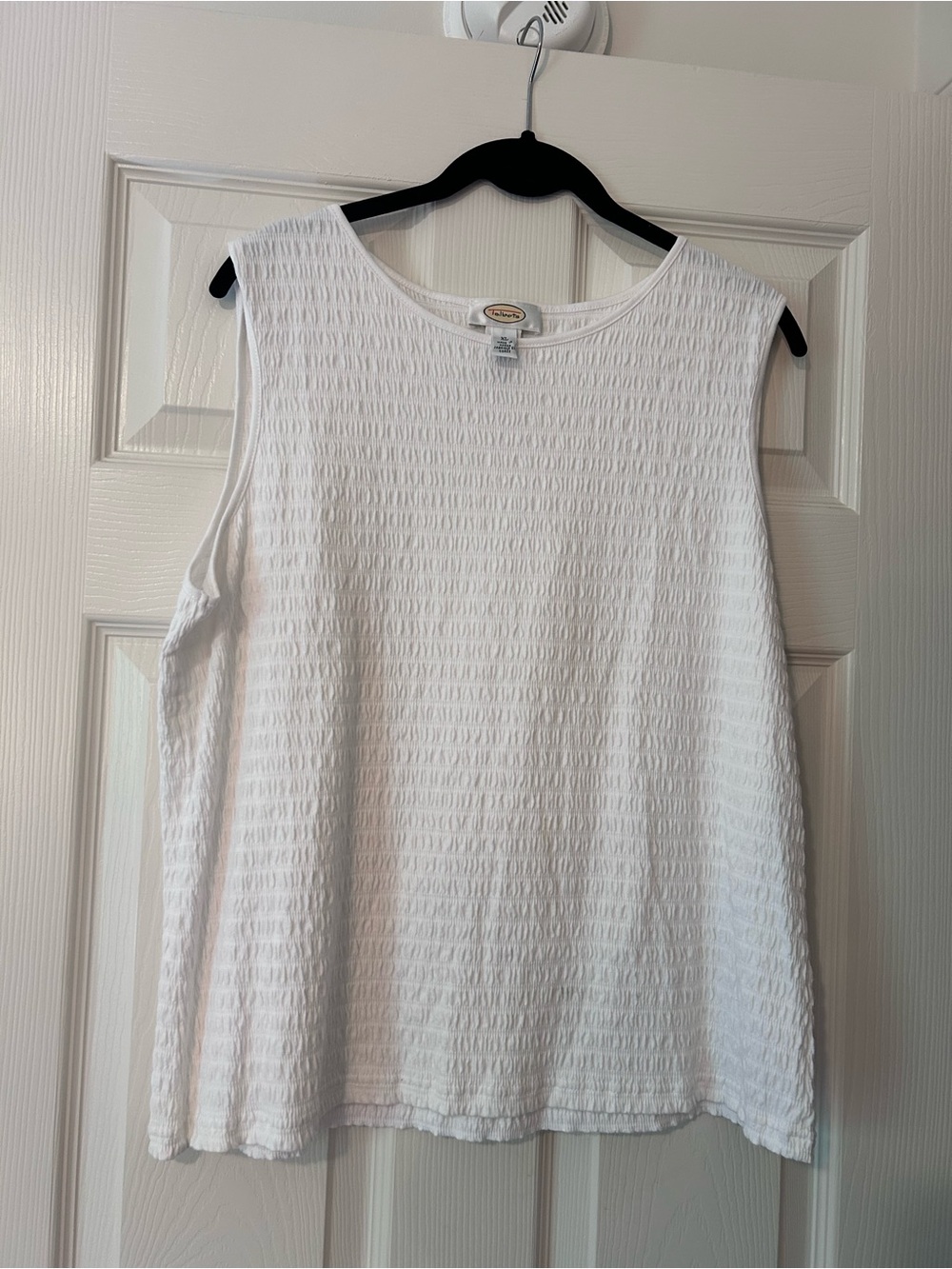 Vintage Talbots White Cotton Smocked Sleeveless Tank